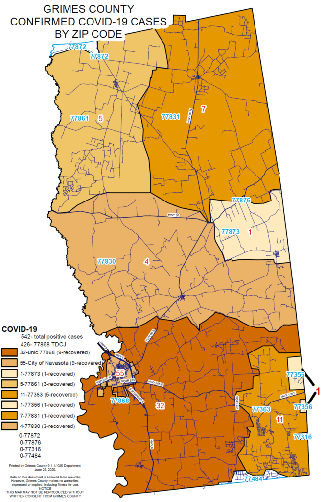 Weekly COVID19 update for Grimes County adds 29 cases Willy 1550